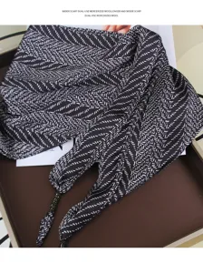 Stylish black and white patterned versatile scarf shawl for women daily fashion wear.