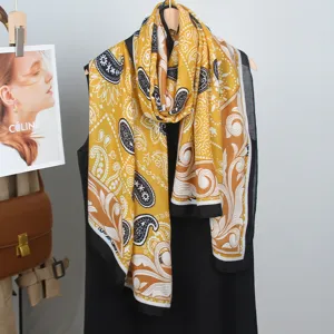 Women Fashion Lightweight Scarf Polyester Printed Shawl Sun Protection Beach Wrap Spring Summer Scarf