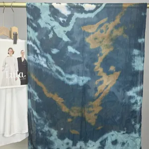 Bohemian modal cotton printed scarf, stylish watercolor marble design headscarf for women.