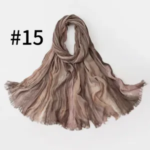 Farbverlauf geknitterter Viskoseschal für Damen, vintage gestreifter Schal und Kopftuch.
