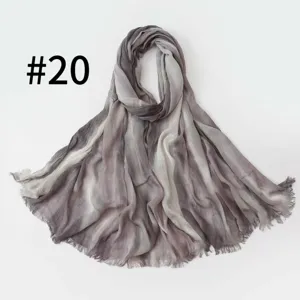 Gradient Plissee Damenschal Retro langer Schal leichtes vielseitiges Hijab Zubehoer