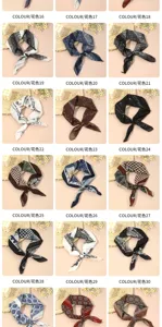 Cotton linen square scarf multi-color variant grid retro paisley neckerchief detail