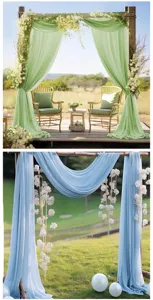 Outdoor wedding arch chiffon draping fabric decoration backdrop romantic party supplies.