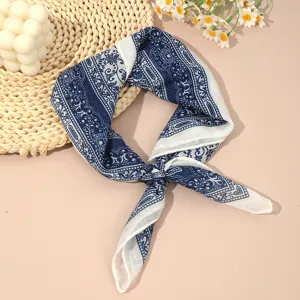 Women Cotton Linen Square Scarf Vintage Paisley Floral Print Bandana Elegant Neck Scarf Fashion Hair Accessories