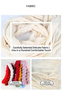 Detailed view of women's solid color crinkled voile scarf showcasing soft fabric texture.