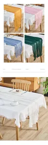 Bohemian gauze table runner for wedding party and home decor, pleased rustic fabric cloth.