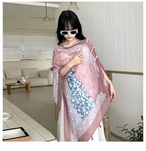 Boho paisley print tassel shawl for women, elegant lightweight Bali yarn cape for travel fashion.