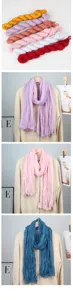 Detailed view of lightweight crinkled solid color scarves in multiple vibrant shades.
