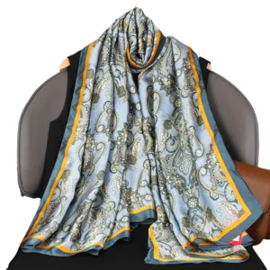 Women's spring silk scarf elegant paisley long shawl fashion thin neckerchief 2025