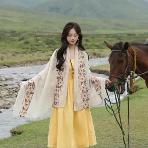 Beautiful embroidered linen shawl cloak for women, perfect for travel and ethnic style outdoor.