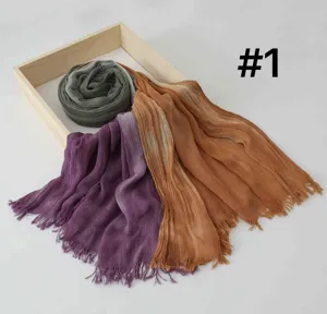 Gradient modal cotton scarf tassel shawl multi-color fashion hijab breathable wrap