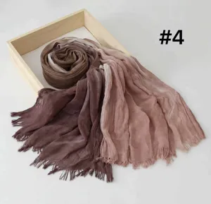 Gradient modal rayon women shawl scarf with fringe edges, lightweight elegant neck wrap.