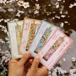 Chinesischer Stil Metall Lesezeichen Set mit Kunstkarten elegante Geschenkbriefpapiere
