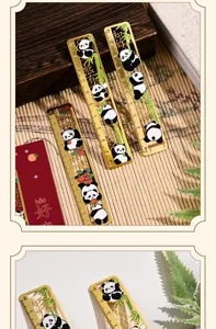 Chinesischer Stil Metall hohles Panda Lineal Lesezeichen Set, exquisites Geschenkartikel.