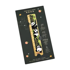 Exquisites chinesisches Metall Panda Lineal Lesezeichen mit Bambus Design, edles Geschenk.
