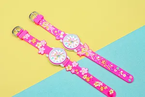 Schattig feeën kinderhorloge met roze bloemenband, perfect cadeau voor dagelijks gebruik.