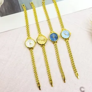Women quartz watch elegant small round dial chain bracelet fashion wrist watch 2025