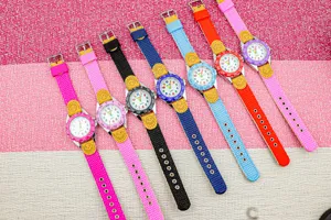 Kinderen quartz horloge leer tijd canvas bandje kleurrijk leuk ontwerp geschenken