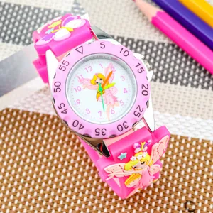 Kids Cartoon Flower Fairy Quartz Watch Silicone Strap Girls Cute Colorblocked Casual Wristwatch Children Time Clock Jewelry