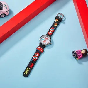Montre Quartz Pompiers Enfant Bracelet Silicone Cartoon Joli Mode Heure Cadeau Top