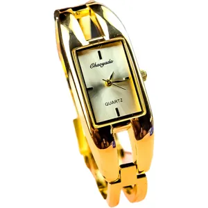 Reloj de pulsera de cuarzo dorado para mujer con esfera cuadrada elegante reloj de moda diario