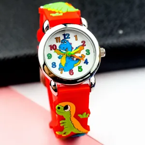 Orologio dinosauro 3D per bambini con cinturino silicone rosso simpatico orologio quarzo ragazzi