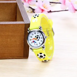 Kids silicone 3D soccer watch children cartoon wrist watch cute sports timepiece for boys girls