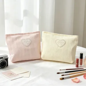 INS Style Bow Cosmetic Bag Large Capacity Portable Makeup Pouch Travel Toiletry Bag
