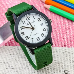 Orologio al quarzo digitale chiaro per bambini con cinturino in silicone morbido e datario.