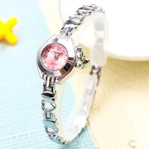 Montre quartz femme cœur creux cadran rose bracelet mode élégant pour filles utilisation quotidienne
