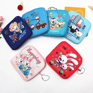 Portable Cartoon Sanitary Napkin Pouch Cute Animal Print Travel Storage Bag Period Makeup Coin Purse For Women