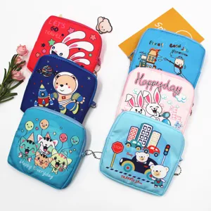 Cute cartoon sanitary napkin storage pouch portable mini makeup bag waterproof cloth case