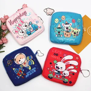 Portable cartoon sanitary napkin storage pouch cute portable cosmetic coin purse organizer bag