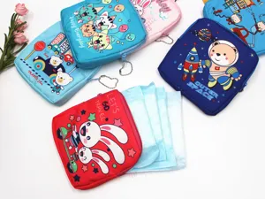 Cute cartoon sanitary napkin pouch portable period organizer waterproof storage bag for women