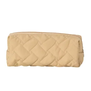 Quilted geometric pencil case large capacity student stationery bag minimalist makeup storage pouch