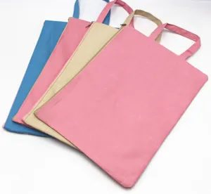 Waterproof canvas document bag with zipper and handle, A4 paper storage folder in multiple colors.