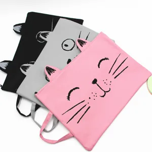 Waterproof Canvas Document Bag A4 File Storage Bag Cute Unicorn Cartoon Handheld Bag Office School Supplies Folder