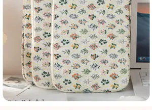 Quilted floral tablet sleeve for iPad 13 inch, aesthetic Korean style protective laptop case.