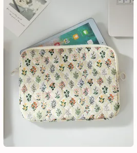 Floral quilted laptop sleeve 13 inch tablet protective case aesthetic cute computer bag