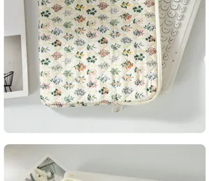 Korean fresh floral quilted laptop sleeve 13 inch tablet protective case portable bag