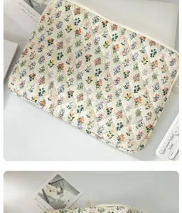 Floral quilted laptop sleeve and tablet cover, aesthetic design for 13 inch devices.