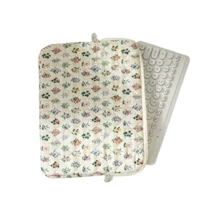 Floral quilted tablet sleeve 13 inch laptop bag with cute flower pattern and zipper closure.