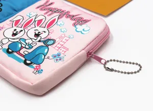Cute cartoon rabbit print sanitary napkin storage pouch portable zipper bag for girls