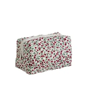 Borsa cosmetica trapuntata floreale borsa da trucco da viaggio portatile per donne