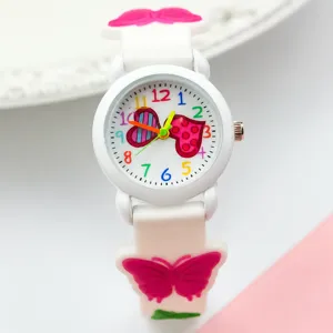 Kids 3D Silicone Watch Children Cute Heart Butterfly Strap Quartz Timepiece Gift for Kids