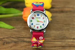 Orologio al quarzo per bambini grazioso scala colorata, cinturino silicone 3D cartone.