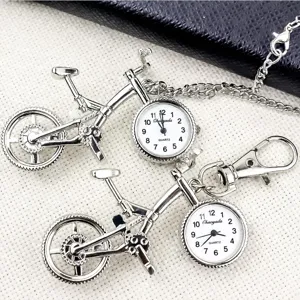 Vintage Bicycle Quartz Pocket Watch Necklace Bronze Silver Pocket Watch Kids Backpack Pendant Watch Fashion Jewelry