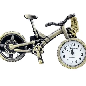 Vintage bicycle pocket watch retro bronze quartz necklace watch for kids students
