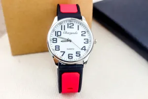 Men quartz watch simple silicone contrast color stylish teenage student casual wrist watch