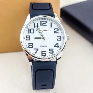 Minimalist silicone strap quartz watch for men and teenage student daily wear fashion